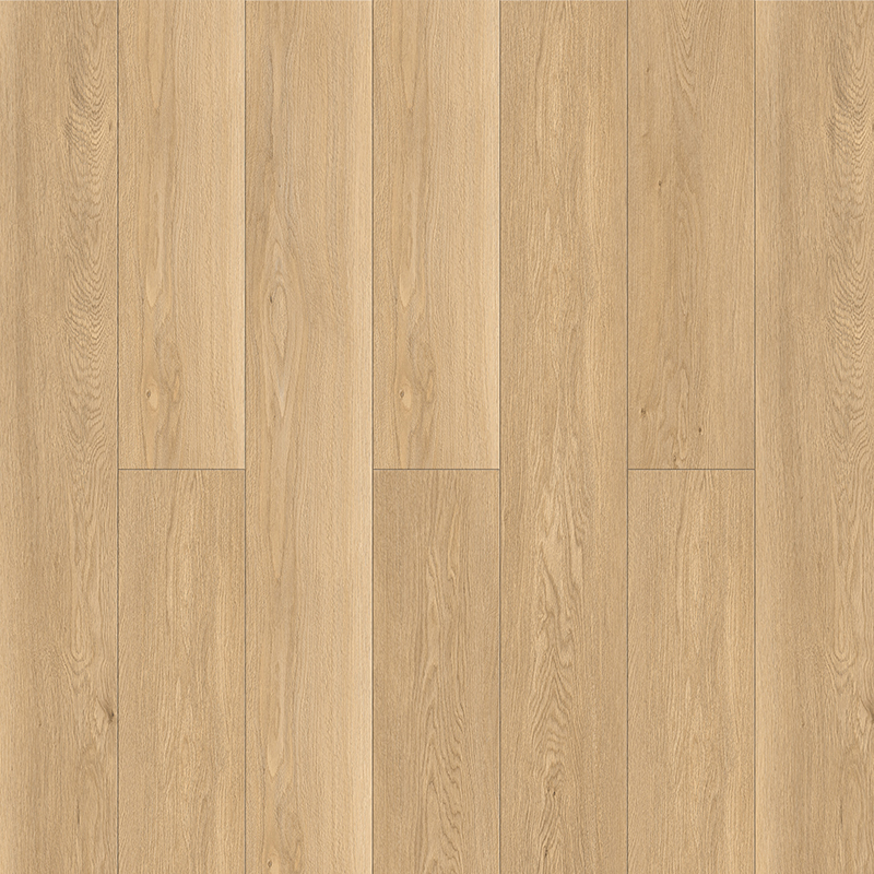 Pavimento in vinile con venature di rovere naturale chiaro goffrato a registro, ultra silenzioso