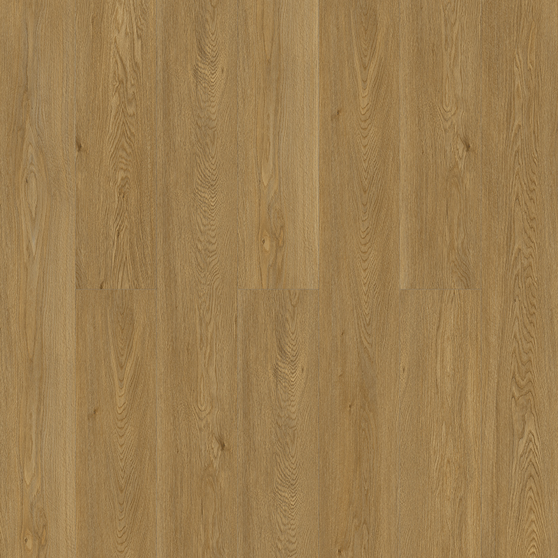 Pavimento in vinile con venature di rovere marrone caldo goffrato a registro, ultra silenzioso