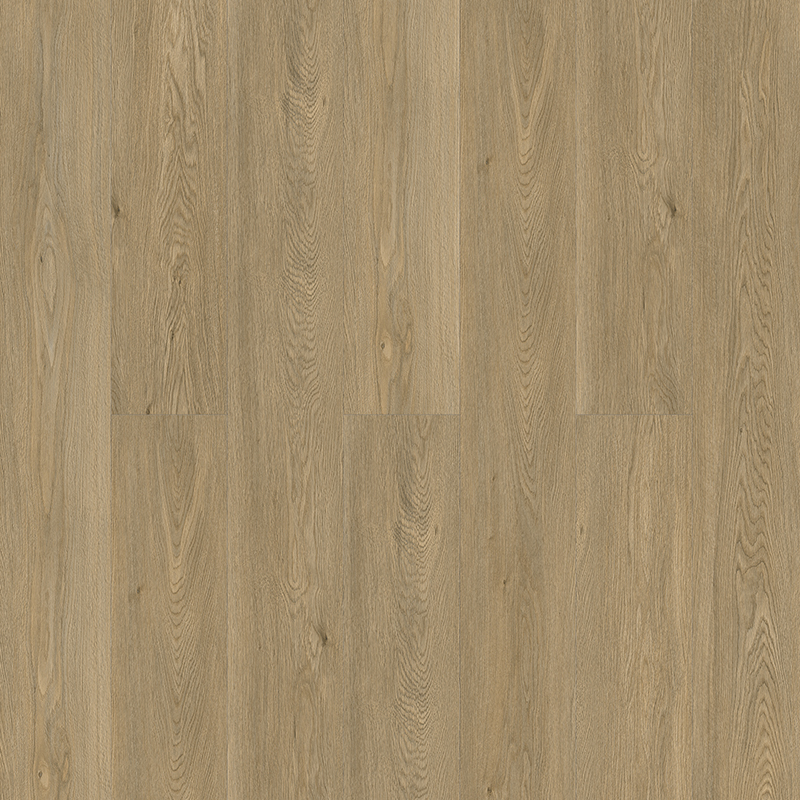 Pavimento in vinile con venature di rovere verde-brunastro goffrato a registro, ultra silenzioso